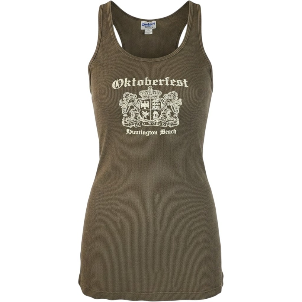 Olive green beerfest german Oktoberfest Huntington Beach‎ Souvenir Tank Top XL